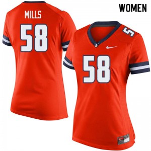 Women Illinois Fighting Illini #58 Sean Mills Orange Stitched Jerseys 897658-909