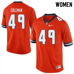 Women Illinois Fighting Illini #49 Seth Coleman Orange Alumni Jersey 579855-228