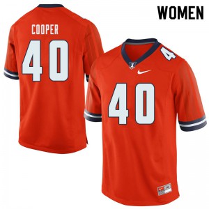 Womens Illinois #40 Shammond Cooper Orange Stitched Jersey 443566-617