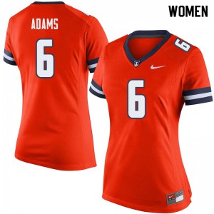 Women Illinois #6 Tony Adams Orange Embroidery Jerseys 592498-264
