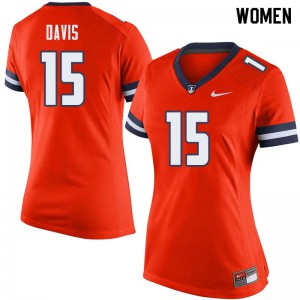 Womens Fighting Illini #15 Trenard Davis Orange Football Jerseys 419418-855