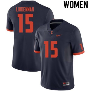 Womens Fighting Illini #15 Ty Lindenman Navy Stitched Jersey 624301-203