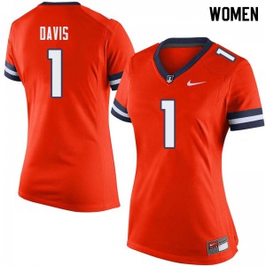 Women Illinois #1 Vontae Davis Orange Stitched Jersey 107186-107