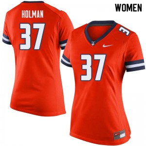 Women University of Illinois #37 Zac Holman Orange Football Jerseys 258097-441