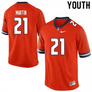 Youth University of Illinois #21 Jartavius Martin Orange Football Jerseys 775363-280
