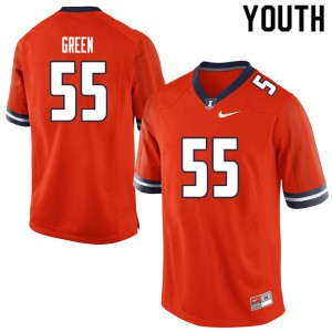Youth University of Illinois #55 Kendrick Green Orange Football Jerseys 939794-430