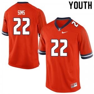 Youth Illinois #22 Kenyon Sims Orange NCAA Jerseys 789623-580