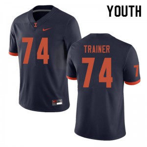 Youth Illinois Fighting Illini #74 Andrew Trainer Navy Embroidery Jerseys 108985-631