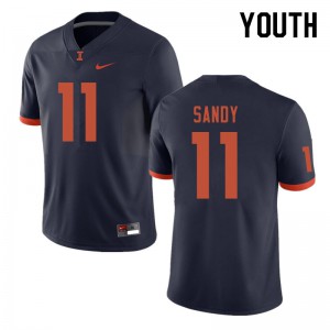 Youth Illinois #11 Carlos Sandy Navy Stitch Jerseys 668280-305