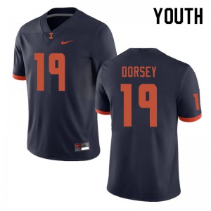 Youth Fighting Illini #19 Lou Dorsey Navy Official Jerseys 746161-940