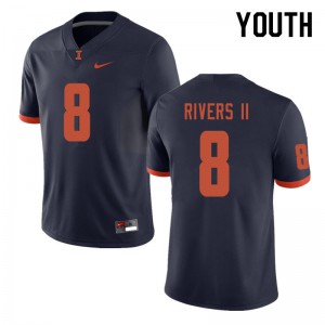 Youth Illinois #8 M.J. Rivers II Navy Embroidery Jersey 291279-548