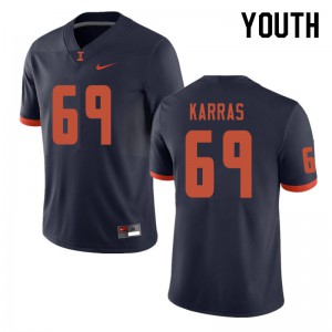 Youth Illinois #69 Ted Karras Navy Player Jerseys 235871-586