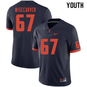 Youth Fighting Illini #67 Brody Wisecarver Navy Player Jersey 365608-233