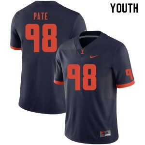 Youth Illinois Fighting Illini #98 Deon Pate Navy College Jersey 494344-356
