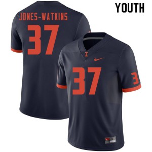 Youth Fighting Illini #37 Jaden Jones-Watkins Navy Official Jerseys 903457-787