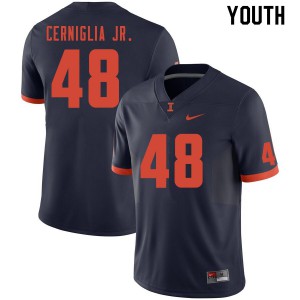 Youth Illinois Fighting Illini #48 Mike Cerniglia Jr. Navy Official Jersey 675446-257