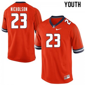 Youth University of Illinois #23 Tahveon Nicholson Orange Player Jersey 217297-748