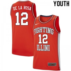Youth Illinois #12 Adonis De La Rosa Retro Orange Basketball Jersey 215741-400