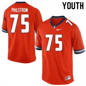 Youth University of Illinois #75 Alex Pihlstrom Orange Football Jerseys 410808-661