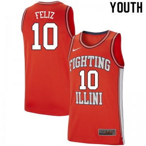 Youth Illinois #10 Andres Feliz Retro Orange NCAA Jerseys 853167-467