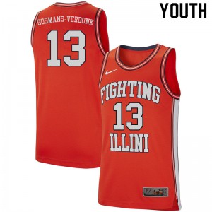 Youth Fighting Illini #13 Benjamin Bosmans-Verdonk Retro Orange NCAA Jersey 542379-887