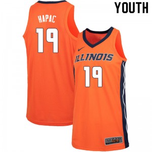 Youth Illinois #19 Bill Hapac Orange Basketball Jersey 243596-373