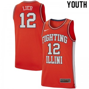 Youth Illinois #12 Brandon Lieb Retro Orange Stitch Jersey 506538-871
