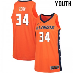 Youth University of Illinois #34 Brian Cook Orange Embroidery Jersey 306585-402