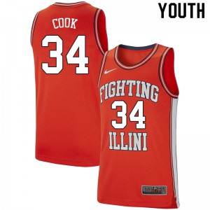 Youth Fighting Illini #34 Brian Cook Retro Orange Stitch Jersey 650309-457