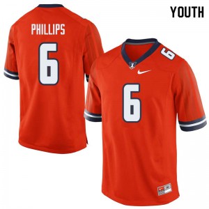 Youth Fighting Illini #6 Carroll Phillips Orange Official Jersey 779744-357