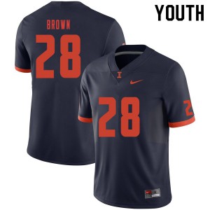 Youth Illinois Fighting Illini #28 Chase Brown Navy Stitched Jersey 896288-635