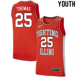 Youth Illinois Fighting Illini #25 Deon Thomas Retro Orange Basketball Jersey 321367-776