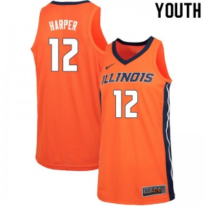 Youth Illinois #12 Derek Harper Orange College Jersey 261559-609