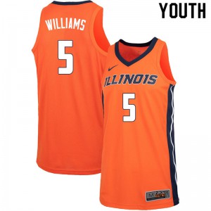 Youth University of Illinois #5 Deron Williams Orange Embroidery Jersey 287351-211