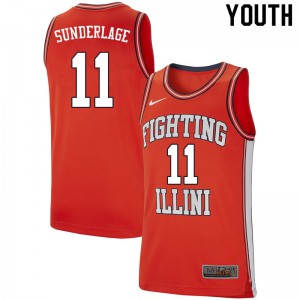 Youth University of Illinois #11 Don Sunderlage Retro Orange NCAA Jersey 223489-285