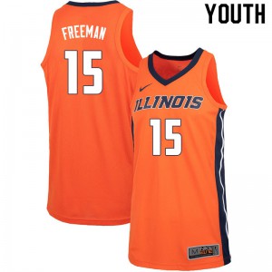 Youth Fighting Illini #15 Donnie Freeman Orange Stitch Jersey 934439-459