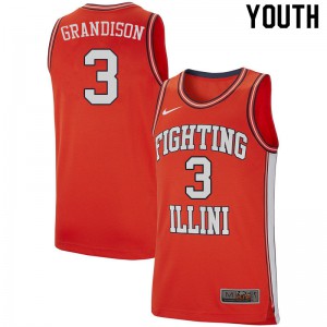 Youth University of Illinois #3 Jacob Grandison Retro Orange Player Jersey 105646-212