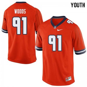 Youth Illinois #91 Jamal Woods Orange Stitched Jerseys 633485-684