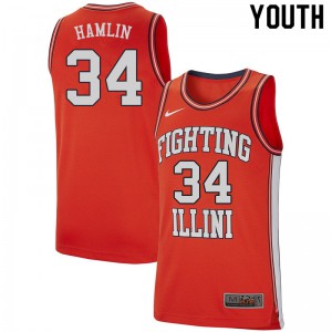 Youth Illinois Fighting Illini #34 Jermaine Hamlin Retro Orange NCAA Jerseys 946257-437