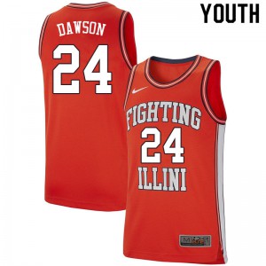 Youth Illinois #24 Jim Dawson Retro Orange High School Jerseys 717826-374