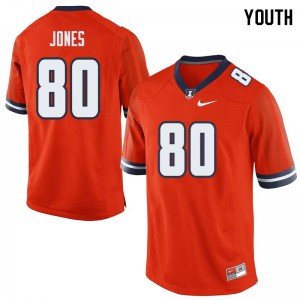 Youth Illinois #80 Keith Jones Orange Embroidery Jerseys 368162-988