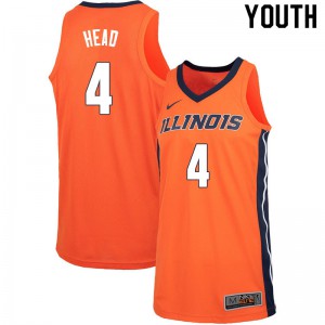 Youth University of Illinois #4 Luther Head Orange Basketball Jerseys 747356-303