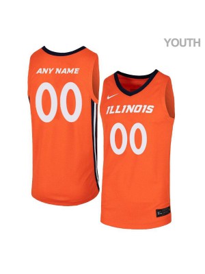Youth University of Illinois #00 Custom Orange Official Jersey 232631-182
