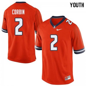Youth Illinois #2 Reggie Corbin Orange Embroidery Jerseys 267745-666