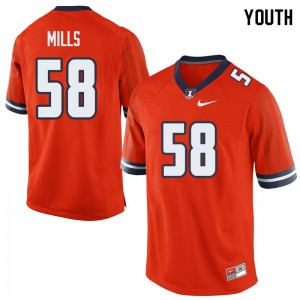 Youth Illinois Fighting Illini #58 Sean Mills Orange Player Jerseys 203205-695