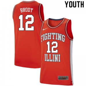 Youth Fighting Illini #12 Tal Brody Retro Orange University Jerseys 533238-509