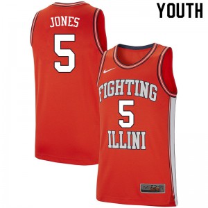 Youth Fighting Illini #5 Tevian Jones Retro Orange University Jersey 446685-600