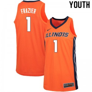 Youth Illinois Fighting Illini #1 Trent Frazier Orange Stitched Jerseys 181119-429