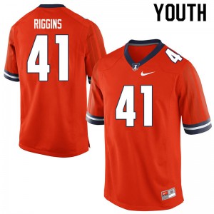 Youth University of Illinois #41 Tre'von Riggins Orange Stitched Jerseys 200843-372