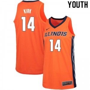 Youth University of Illinois #14 Walt Kirk Orange College Jerseys 923811-957